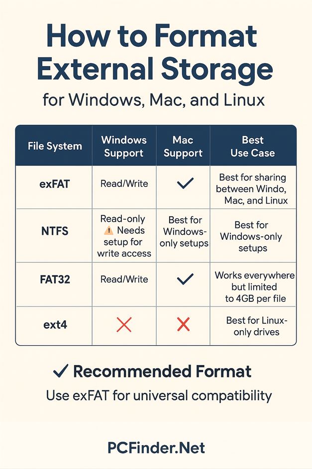 how to format external storage infographic